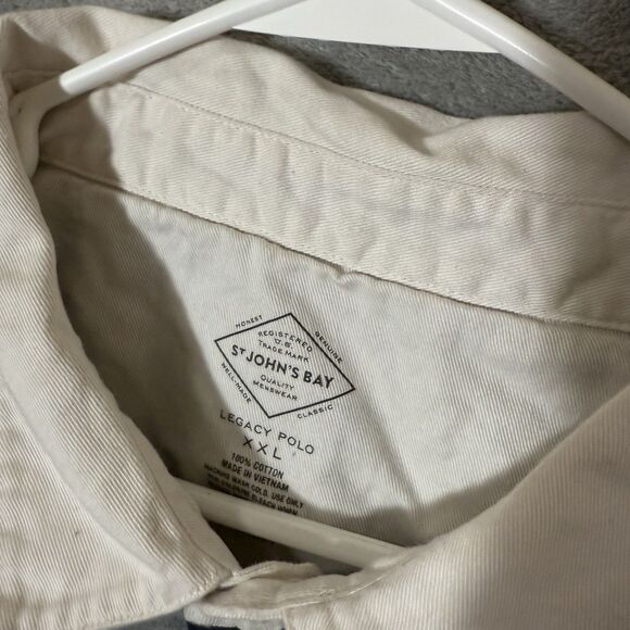 St. John’s Bay 2XL Navy Blue Gray Stripe Men Collared Long Sleeve Polo Preppy - Picture 2 of 6